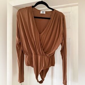 Elegant Brown Long Sleeve Bodysuit